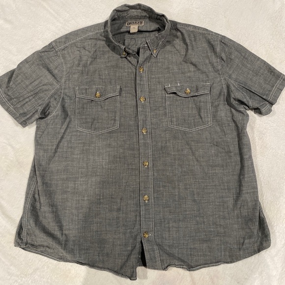 DULUTH Trading Co Untucked Relaxed Fit Mens 2XL Tall Short Sleeve Shirt Grey - Picture 1 of 3